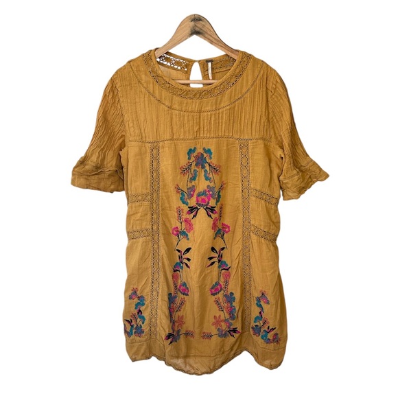 Free People | Women’s Amber Glow Victorian Embroidered mini dress, lined, size S - Picture 3 of 15